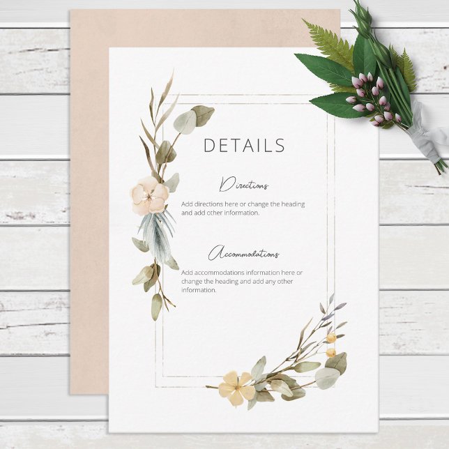 Dried Boho Floral Frame Wedding Details Enclosure Card (Creator Uploaded)