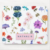 Dried colored small flower watercolor first name