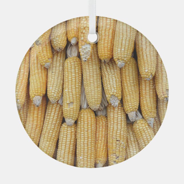 Dried Corn Stack: Textured Glass Tree Decoration (Front)