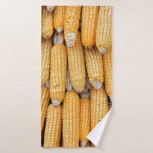 Dried corn that was stacked . bath towel