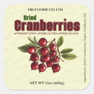 Dried Cranberries Product Label Sticker