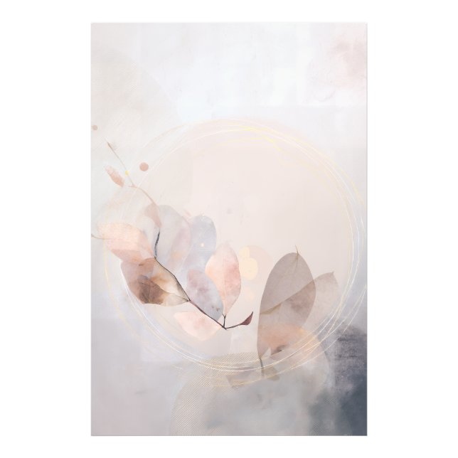 Dried Eucalyptus Leaves Gold Circle Minimal Art Photo Print (Front)