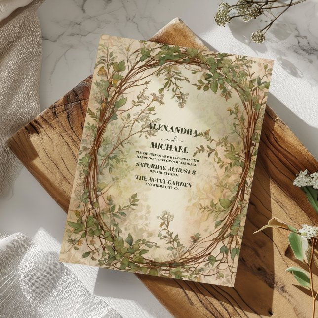Dried Fan Palm Oasis Botanical Wedding  Invitation (Creator Uploaded)