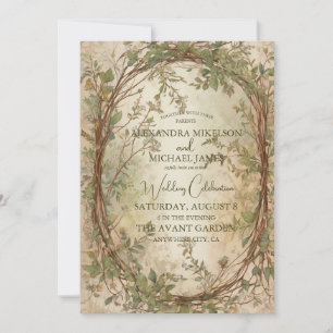 Dried Fan Palm Oasis Botanical Wedding  Invitation