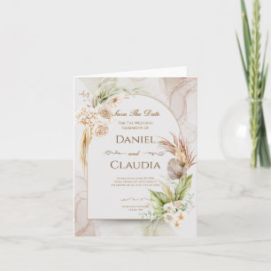 Dried Floral Arch Wedding Invitation with Grass