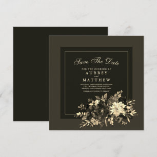 Dried Floral Spray Earth Brown Fall Wedding Save The Date