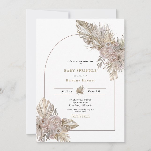 Dried Florals Desert themed Baby Sprinkle Invitation (Front)
