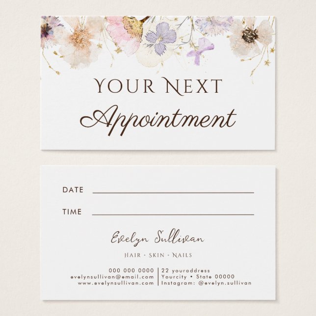 Dried flowers appointment card (Front & Back)
