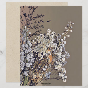 Dried Flowers Foliage Vintage Scrapbook Paper