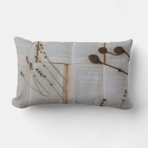 Dried flowers on books lumbar cushion