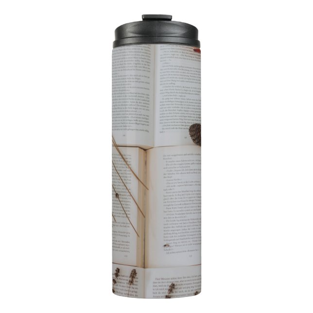 Dried flowers on books thermal tumbler (Front)