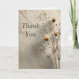 Dried Flowers on Cream Stone Thank You Card