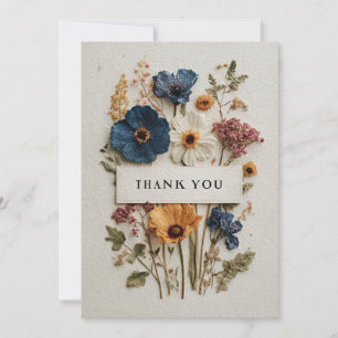 Dried Flowers on Textured Paper Thank You Card