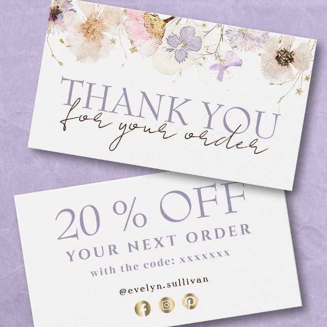 Dried flowers thank you discount card (Creator Uploaded)