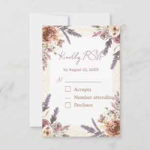Dried Flowers Vintage Lace RSVP Card with QR Code