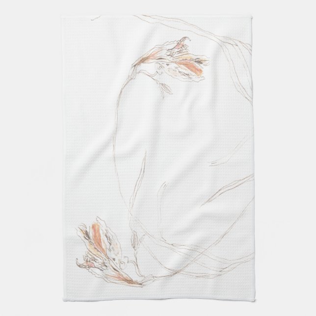 Dried freesias 1  tea towel (Vertical)