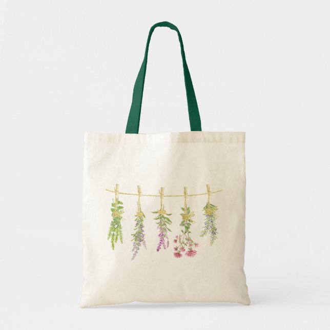 Dried Herbs Watercolor Herbs Tote Bag (Front)