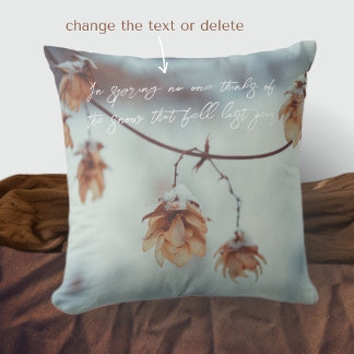 Dried Hops Garland in the Snowy Background Cushion