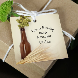 Dried Hops Wheat Brewery Love is Brewing Wedding Favour Tags