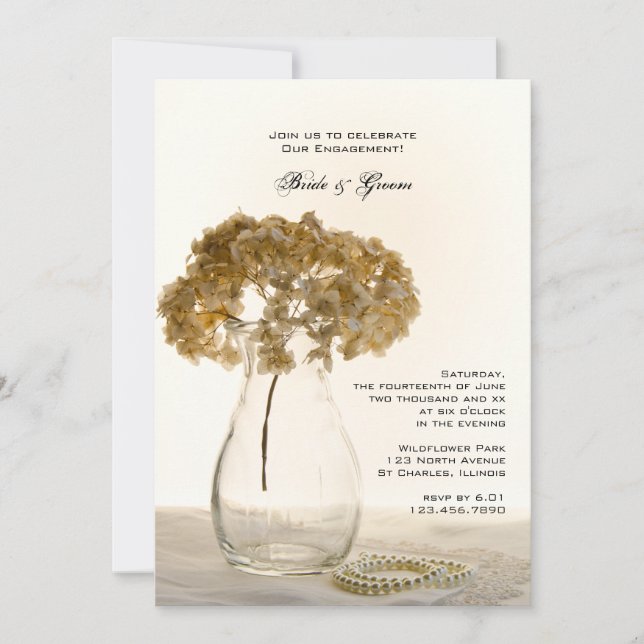 Dried Hydrangeas Engagement Party Invitation (Front)