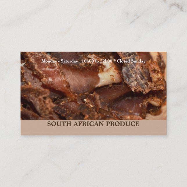 Dried meat biltong jerky cured photography business card (Front)