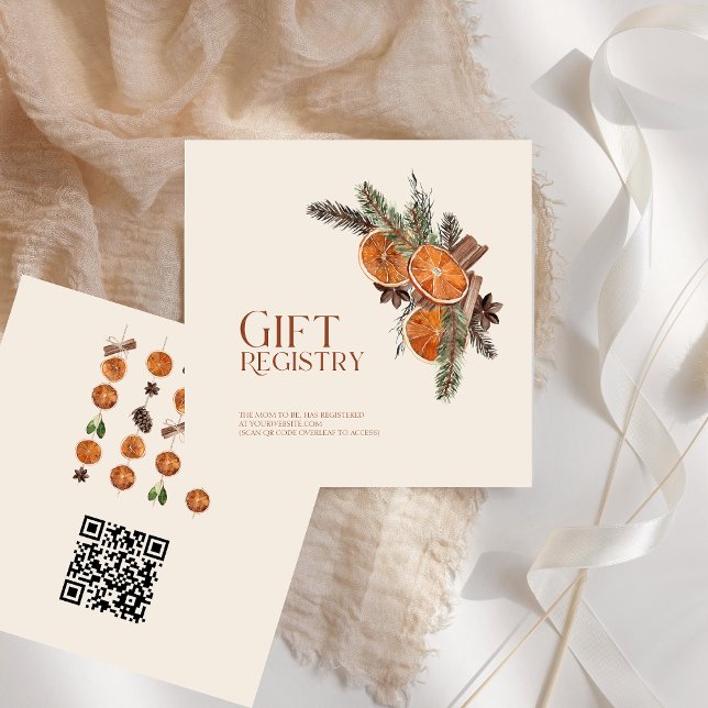 Dried Orange & Cinnamon Baby Shower Gift Registry Enclosure Card (Dried Orange & Cinnamon Baby Shower Gift Registry Enclosure Card)