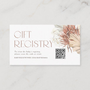 Dried Palm Boho QR Code Baby Shower Registry Enclosure Card