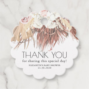 Dried Palm Foliage Tropical Baby Shower Thank You Favour Tags