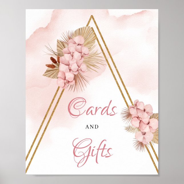 Dried Palm Leaves Blush Flowers Cards and Gifts Poster (Front)