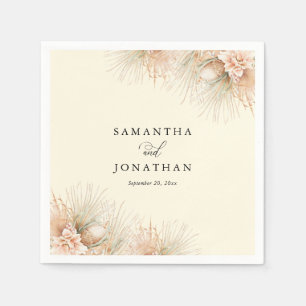 Dried Palms Blush Flowers Boho Wedding Napkin