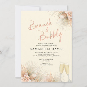 Dried Palms Boho Brunch & Bubbly Bridal Shower Invitation
