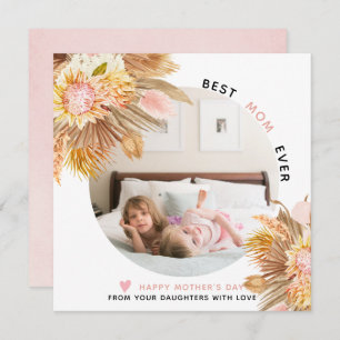 Dried pampas grass and flowers Mother's Day photo Holiday Card