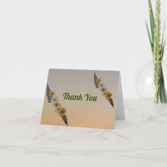 Dried Press Buttercup Thank You Card (Front)