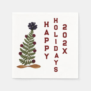 Dried press flower Christmas tree Napkin