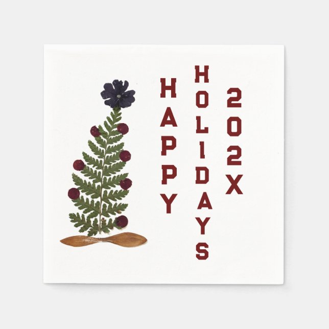 Dried press flower Christmas tree  Napkin (Front)