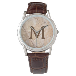 Dried Silver Dollar Photo Custom Single Initial Watch
