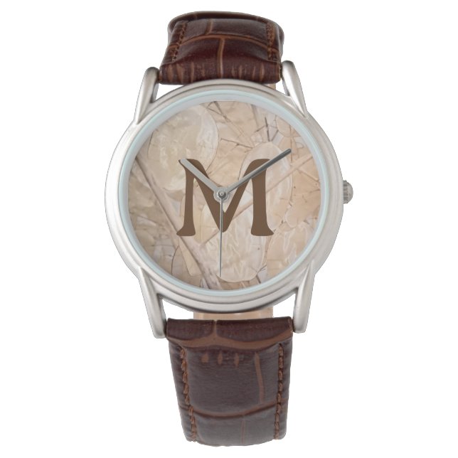 Dried Silver Dollar Photo Custom Single Initial Watch (Front)