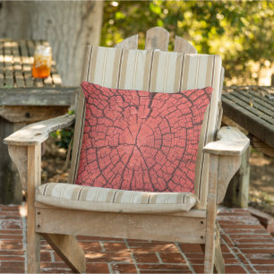 Dried Tree Log Cutaway Pinkish Red Wood Photo Cushion
