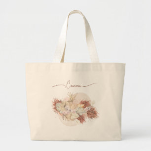 Dried tropical watercolor flower Personalised Large Tote Bag