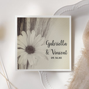 Dried Wheat and Daisy Country Farm Wedding Napkin