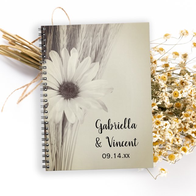 Dried Wheat and Daisy Farm Wedding Guest Book (Creator Uploaded)