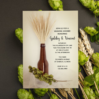 Dried Wheat and Hops Brewery Wedding Shower Invitation