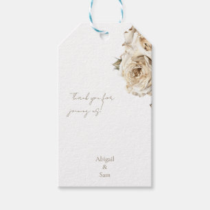 Dried White Roses Personalised Names Favour Gift Tags