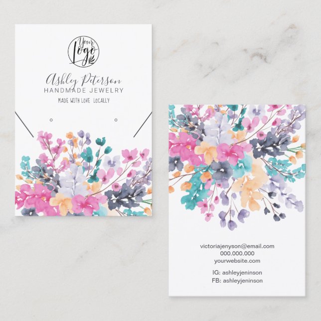 dried wild floral logo jewellery earring necklace business card (Front/Back)