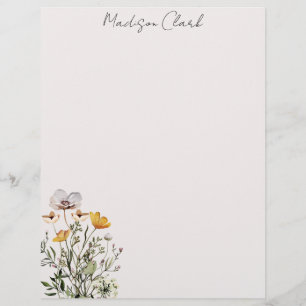 Dried Wildflower Bouquet Personalised Name Custom Letterhead