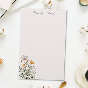 Dried Wildflower Bouquet Personalised Name Stationery