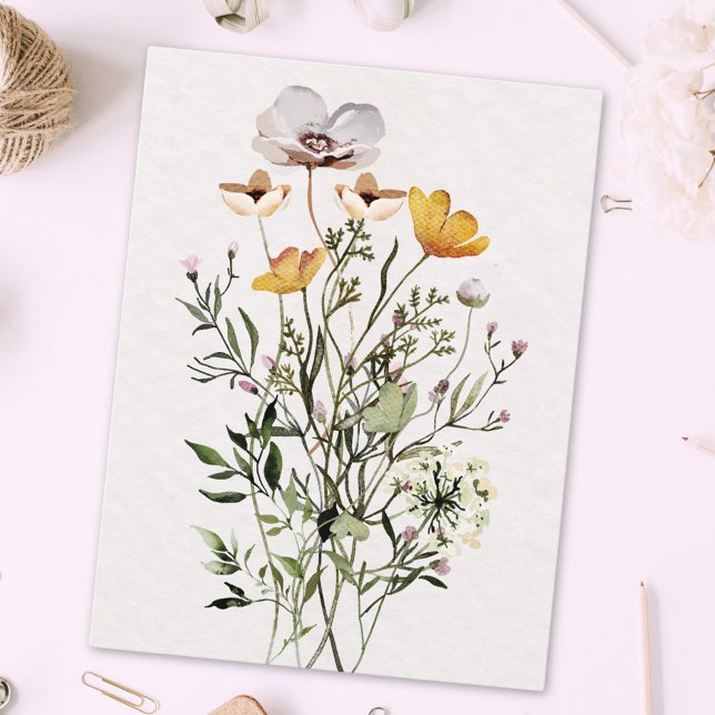 Dried Wildflower Bouquet Postcard (Close up)