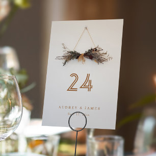 Dried Wildflower Pampas   Rustic Wedding Decor Table Number