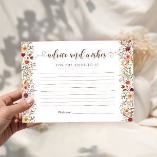 Dried Wildflowers Fall Bridal Advice and Wishes Enclosure Card