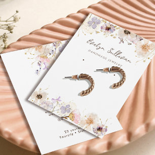 Dried wildflowers jewelry display card